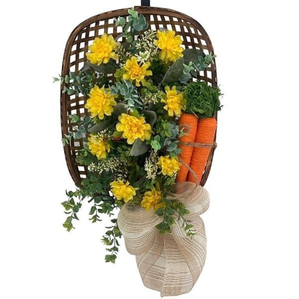 Floral Spring Easter Tobacco Basket Wall Door Decoration Handmade‎